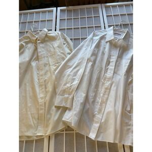 2 Butter Yellow & White Gold Label Round Tree and York Men Dress Shirts Sz 18/35